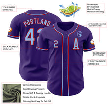 Load image into Gallery viewer, Custom Purple Light Blue-Red Authentic Baseball Jersey