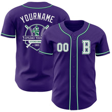 Load image into Gallery viewer, Custom Purple White-Kelly Green Authentic Baseball Jersey