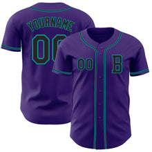 Load image into Gallery viewer, Custom Purple Black-Teal Authentic Baseball Jersey