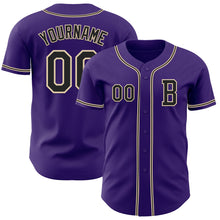 Load image into Gallery viewer, Custom Purple Black-City Cream Authentic Baseball Jersey