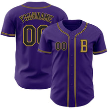 Load image into Gallery viewer, Custom Purple Black-Old Gold Authentic Baseball Jersey