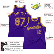 Load image into Gallery viewer, Custom Purple Old Gold Authentic Throwback Basketball Jersey