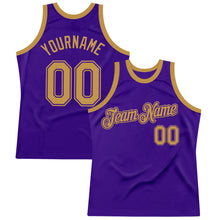 Load image into Gallery viewer, Custom Purple Old Gold Authentic Throwback Basketball Jersey