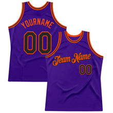 Load image into Gallery viewer, Custom Purple Black-Orange Authentic Throwback Basketball Jersey