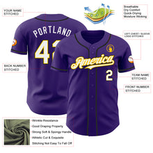 Load image into Gallery viewer, Custom Purple White Yellow-Black Authentic Baseball Jersey