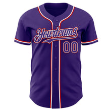 Load image into Gallery viewer, Custom Purple White-Red Authentic Baseball Jersey