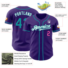 Load image into Gallery viewer, Custom Purple Teal Pink-White Authentic Baseball Jersey