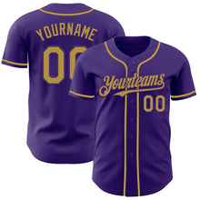 Load image into Gallery viewer, Custom Purple Old Gold Authentic Baseball Jersey
