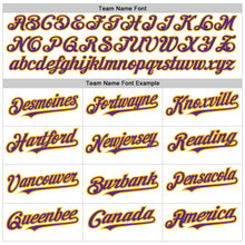 Load image into Gallery viewer, Custom White Purple-Gold Authentic Raglan Sleeves Baseball Jersey