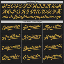 Load image into Gallery viewer, Custom Black Old Gold-Orange Authentic Raglan Sleeves Baseball Jersey