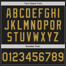 Load image into Gallery viewer, Custom Black Old Gold-Orange Authentic Raglan Sleeves Baseball Jersey
