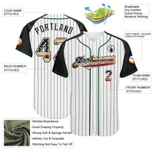 Load image into Gallery viewer, Custom White Black Pinstripe Vintage USA Flag Cream-Green Authentic Raglan Sleeves Baseball Jersey