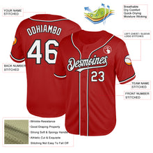 Load image into Gallery viewer, Custom Red White-Black Mesh Authentic Throwback Baseball Jersey