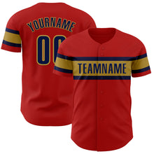 Load image into Gallery viewer, Custom Red Black-Old Gold Authentic Baseball Jersey