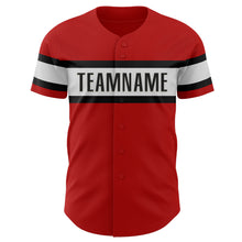 Load image into Gallery viewer, Custom Red White-Black Authentic Baseball Jersey