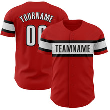 Load image into Gallery viewer, Custom Red White-Black Authentic Baseball Jersey