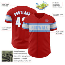 Load image into Gallery viewer, Custom Red White-Light Blue Authentic Baseball Jersey