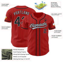 Load image into Gallery viewer, Custom Red Gray Pinstripe Black Authentic Baseball Jersey