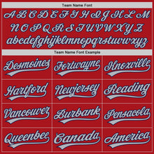 Load image into Gallery viewer, Custom Red Gray Pinstripe Navy Authentic Baseball Jersey