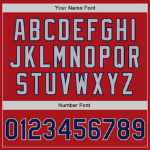 Load image into Gallery viewer, Custom Red Gray Pinstripe Navy Authentic Baseball Jersey