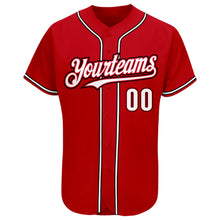 Load image into Gallery viewer, Custom Red White-Black Authentic Baseball Jersey