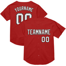Load image into Gallery viewer, Custom Red White-Black Mesh Authentic Throwback Baseball Jersey