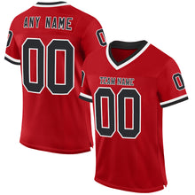 Load image into Gallery viewer, Custom Red Black-White Mesh Authentic Throwback Football Jersey