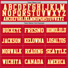 Load image into Gallery viewer, Custom Red White-Gold Mesh Authentic Throwback Football Jersey