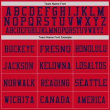 Load image into Gallery viewer, Custom Red Navy Mesh Authentic Throwback Football Jersey