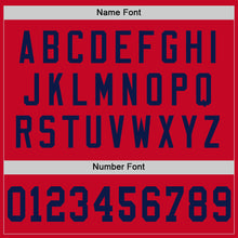 Load image into Gallery viewer, Custom Red Navy Mesh Authentic Throwback Football Jersey