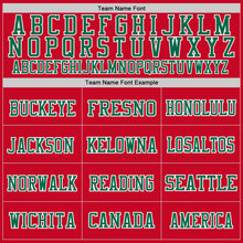 Load image into Gallery viewer, Custom Red Kelly Green-White Mesh Authentic Throwback Football Jersey