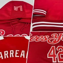 Load image into Gallery viewer, Custom Stitched Red White Sports Pullover Sweatshirt Hoodie