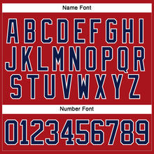 Load image into Gallery viewer, Custom Red Navy-White Hockey Lace Neck Jersey