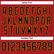 Load image into Gallery viewer, Custom Red Black-Gold Hockey Lace Neck Jersey