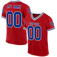 Load image into Gallery viewer, Custom Red Royal-White Mesh Authentic Throwback Football Jersey
