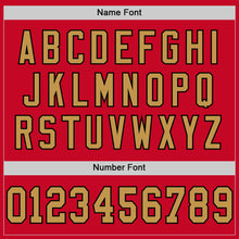 Load image into Gallery viewer, Custom Red Old Gold-Black Mesh Authentic Throwback Football Jersey