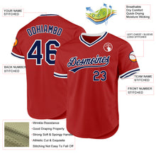 Load image into Gallery viewer, Custom Red Navy-White Authentic Throwback Baseball Jersey