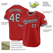 Load image into Gallery viewer, Custom Red Gray-Black Authentic Throwback Baseball Jersey