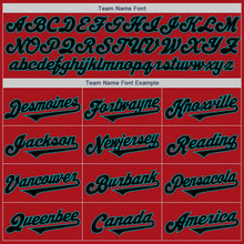 Load image into Gallery viewer, Custom Red Black-Teal Authentic Baseball Jersey
