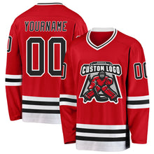 Load image into Gallery viewer, Custom Red Black-White Hockey Jersey