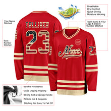 Load image into Gallery viewer, Custom Red Vintage USA Flag-Cream Hockey Jersey