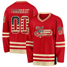 Load image into Gallery viewer, Custom Red Vintage USA Flag-Cream Hockey Jersey