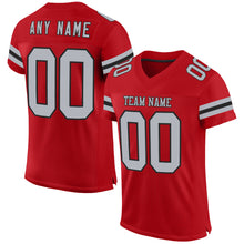 Load image into Gallery viewer, Custom Red Gray-Black Mesh Authentic Football Jersey