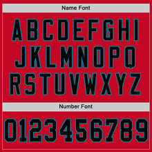 Load image into Gallery viewer, Custom Red Black-Teal Mesh Authentic Football Jersey