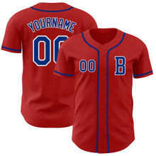 Load image into Gallery viewer, Custom Red Royal-White Authentic Baseball Jersey