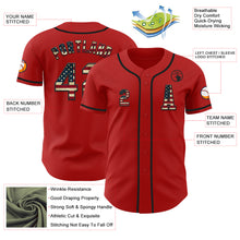 Load image into Gallery viewer, Custom Red Vintage USA Flag-Black Authentic Baseball Jersey