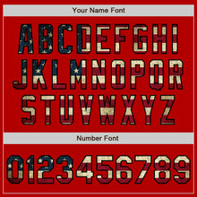 Load image into Gallery viewer, Custom Red Vintage USA Flag-Black Authentic Baseball Jersey