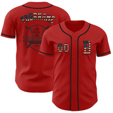 Load image into Gallery viewer, Custom Red Vintage USA Flag-Black Authentic Baseball Jersey