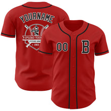 Load image into Gallery viewer, Custom Red Black-White Authentic Baseball Jersey