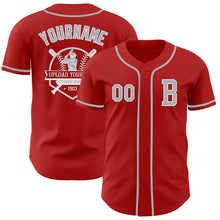 Load image into Gallery viewer, Custom Red Gray-White Authentic Baseball Jersey